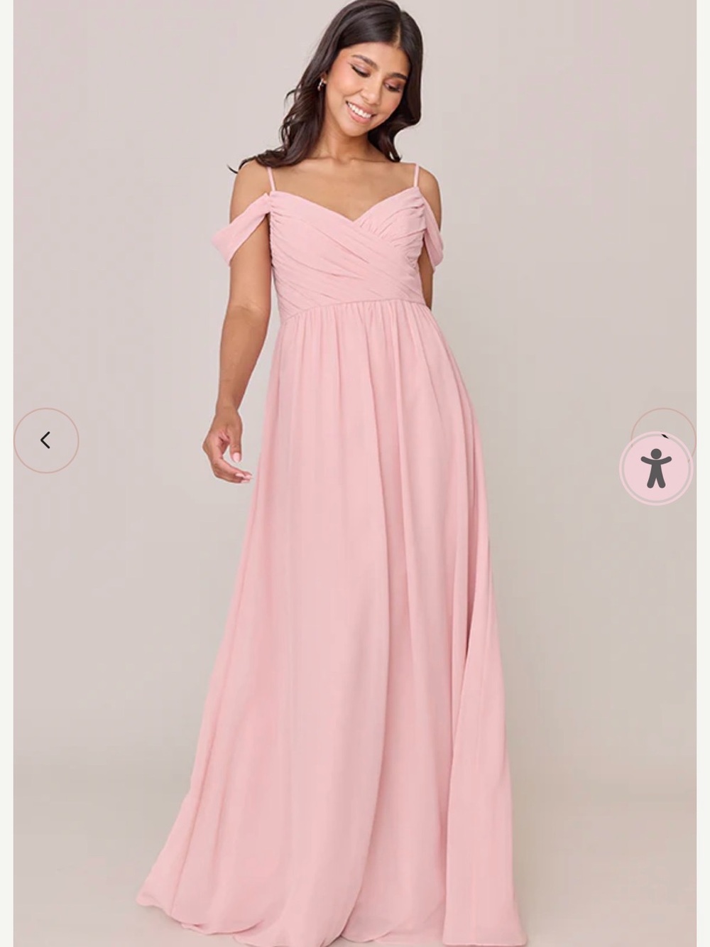 Revelry Blushing Bride Off-Shoulder Chiffon Maxi Dress